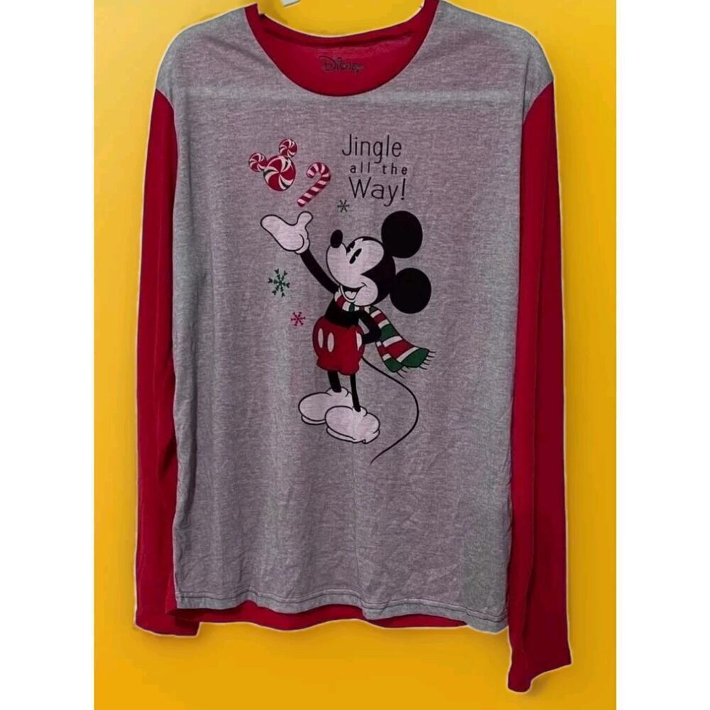 Disney‎ Mickey Mouse Christmas Holiday Pajama Lounge Top Only Mens Medium A119